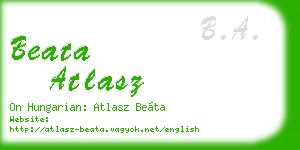 beata atlasz business card