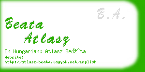 beata atlasz business card